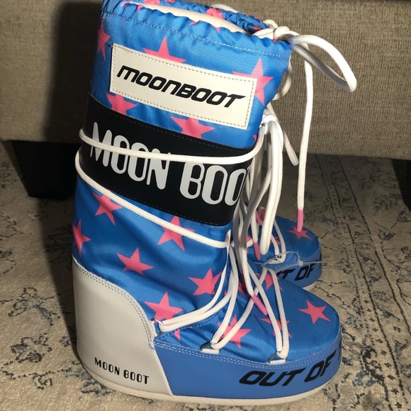 Moon Boots Icon Retrobiker Pink stars Print Boots - Picture 6 of 9